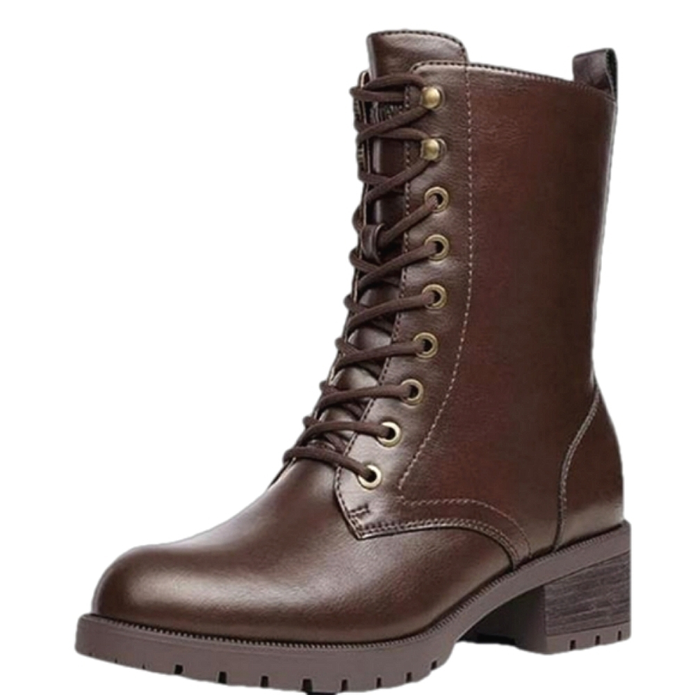 Dream Pairs Brown Lace-Up Combat Boots